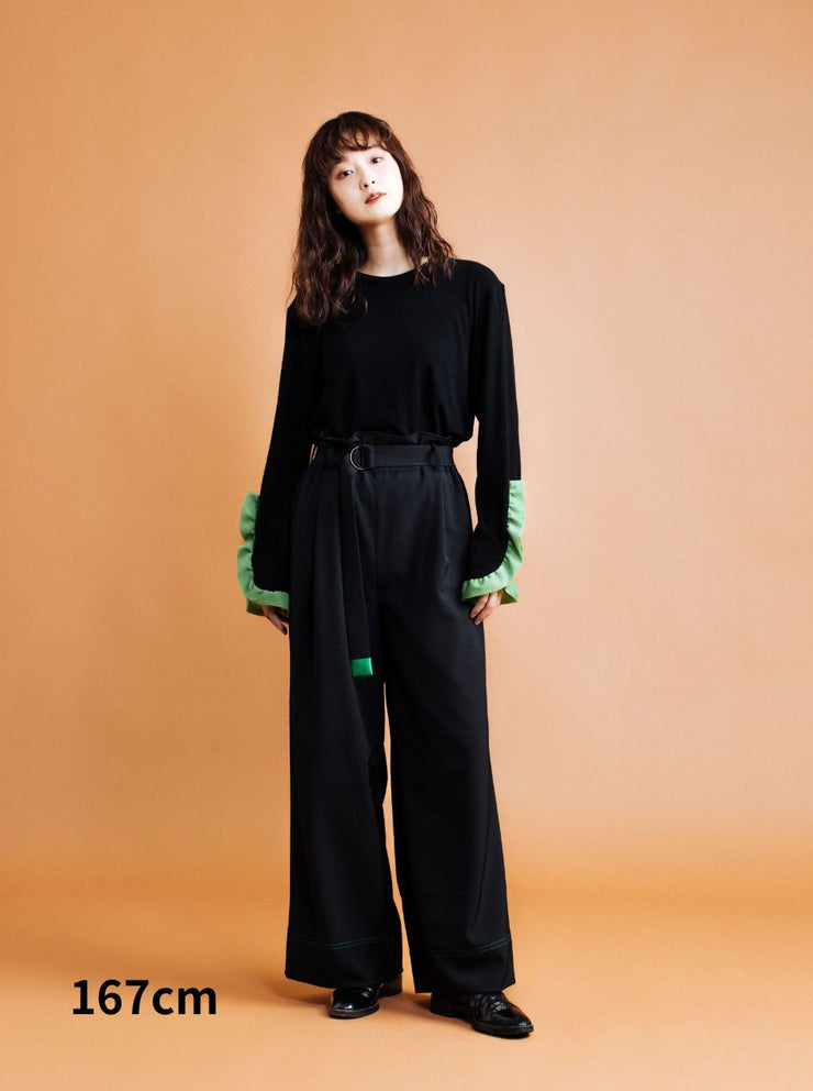 Color stitch high waist pants/K236-64111