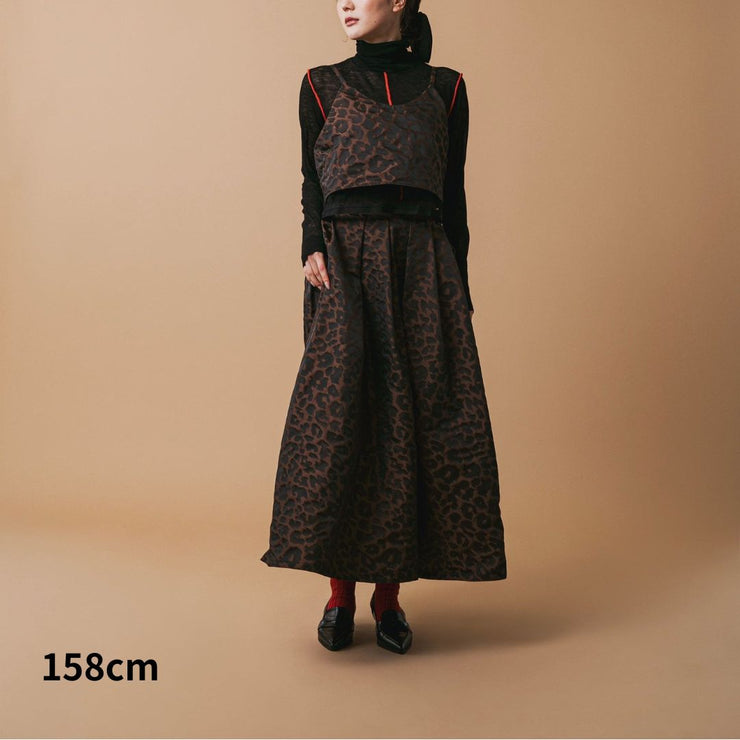 Leopard tuck skirt/K246-65079