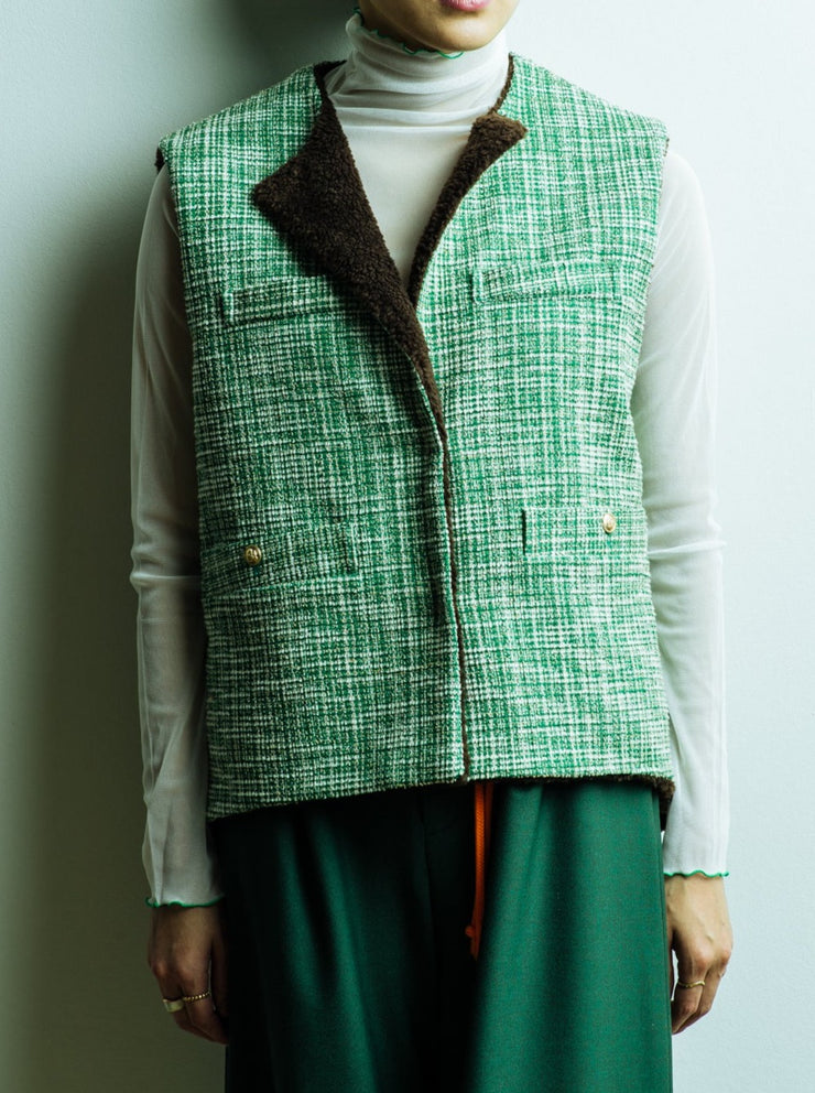 Tweed reversible vest/K236-68086