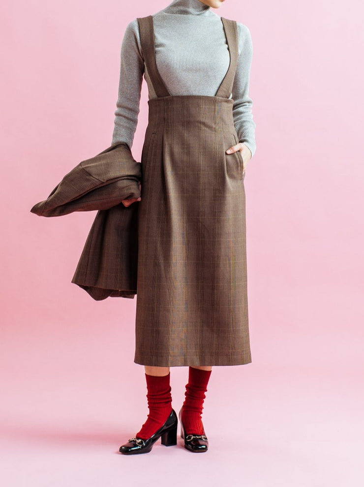 High waist suspenders skirt/K236-65067
