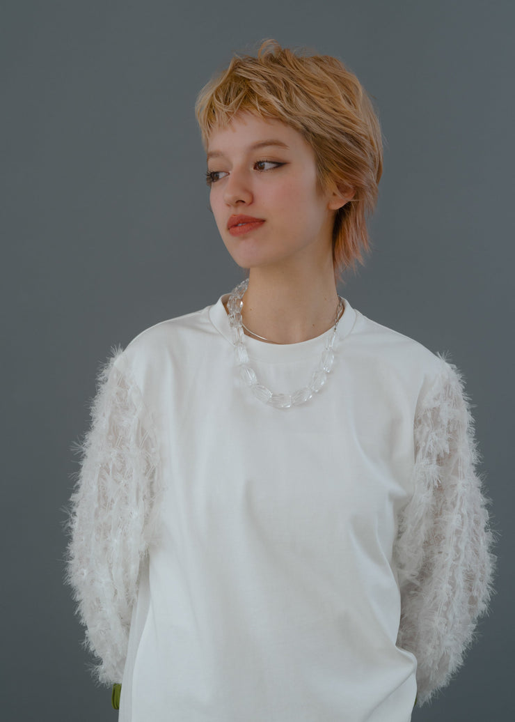【新作】sleeve cut  jacquard T-shirt/K256-62272
