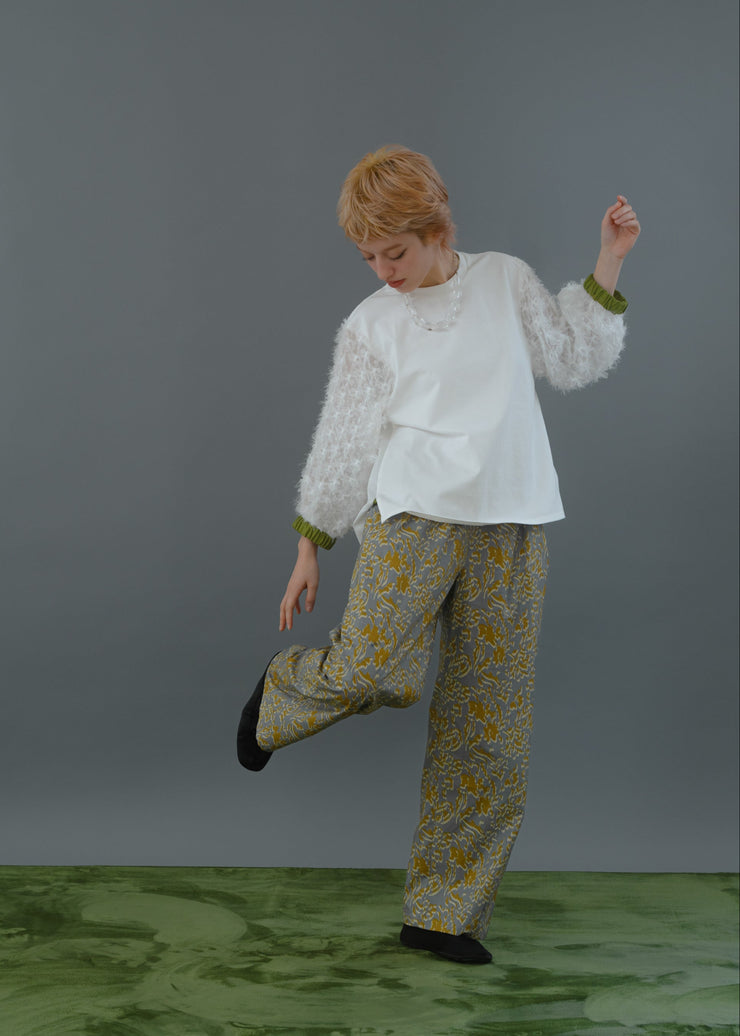 【新作】sleeve cut  jacquard T-shirt/K256-62272