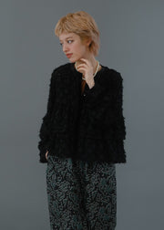 cut jacquard tiered blouse/K256-66130