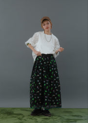 【新作】Flower jacquard flare skirt/K256-65098