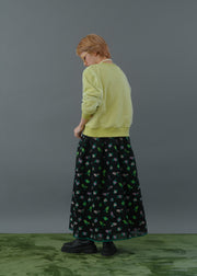 【新作】Flower jacquard flare skirt/K256-65098