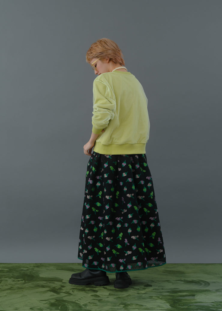 【新作】Flower jacquard flare skirt/K256-65098