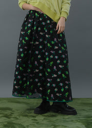 【新作】Flower jacquard flare skirt/K256-65098