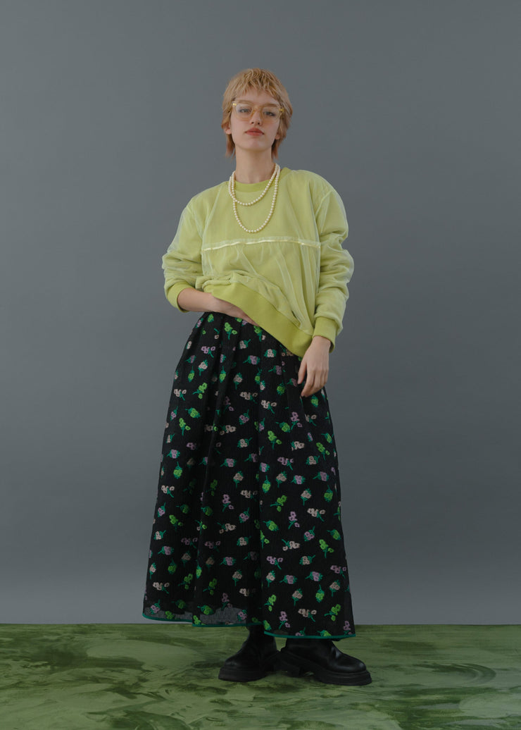 【新作】Flower jacquard flare skirt/K256-65098