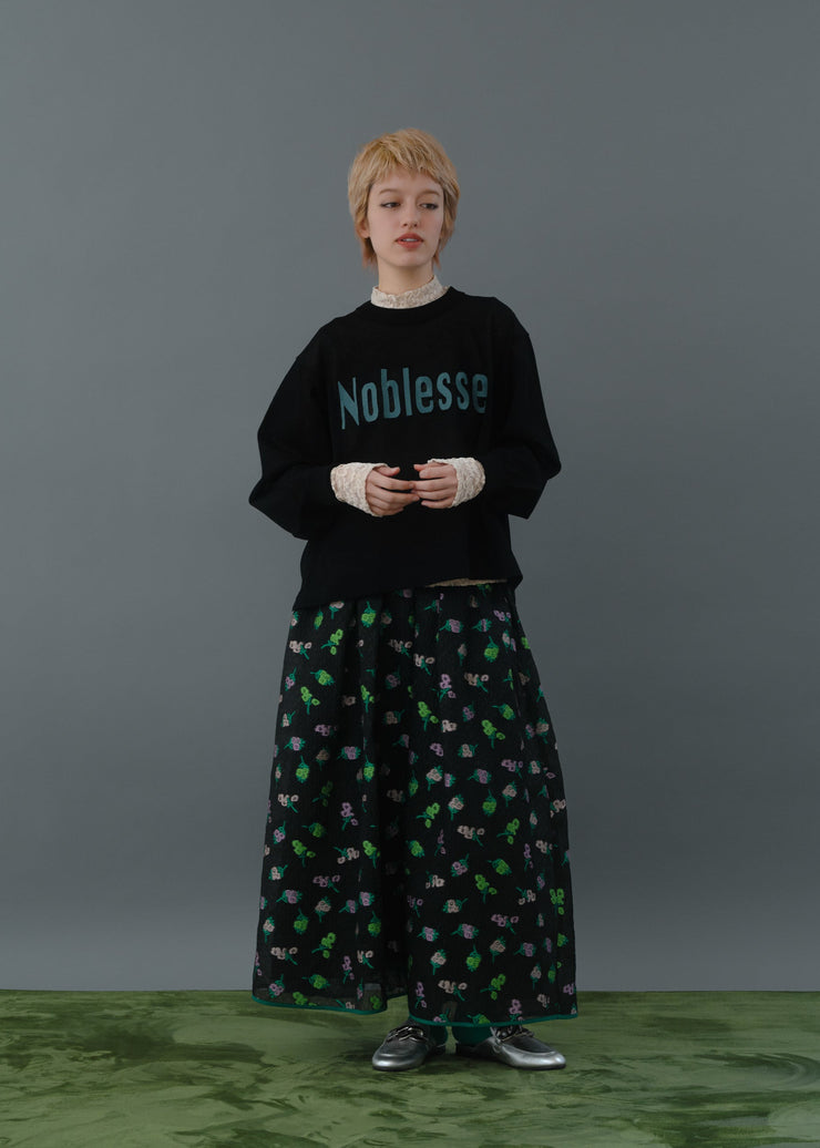 【新作】Flower jacquard flare skirt/K256-65098