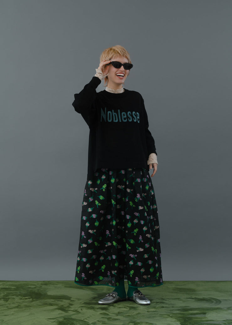 【新作】Flower jacquard flare skirt/K256-65098