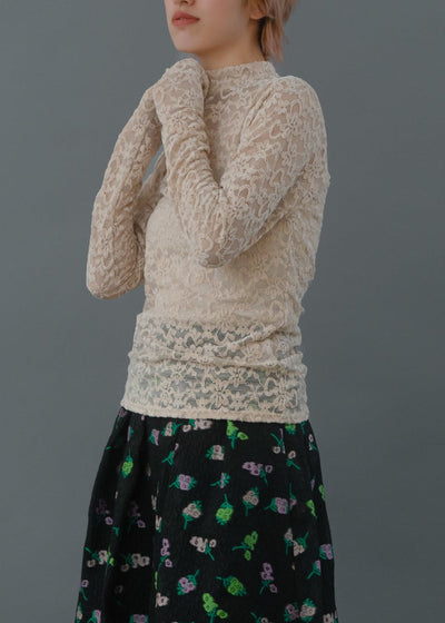 lace high neck tops/K256-62263