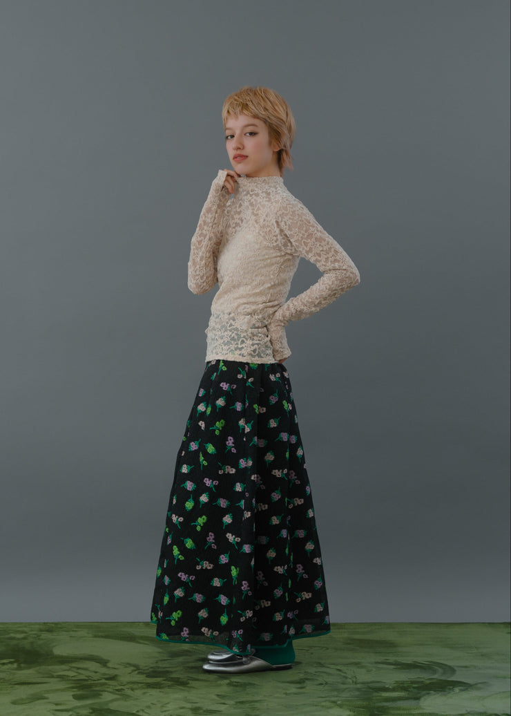 lace high neck tops/K256-62263