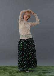 lace high neck tops/K256-62263