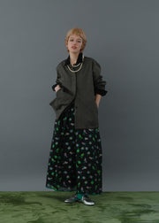 【新作】Flower jacquard flare skirt/K256-65098