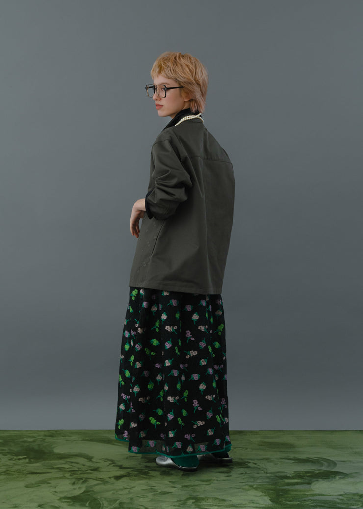 【新作】Flower jacquard flare skirt/K256-65098