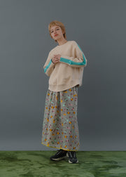 【新作】Flower jacquard flare skirt/K256-65098