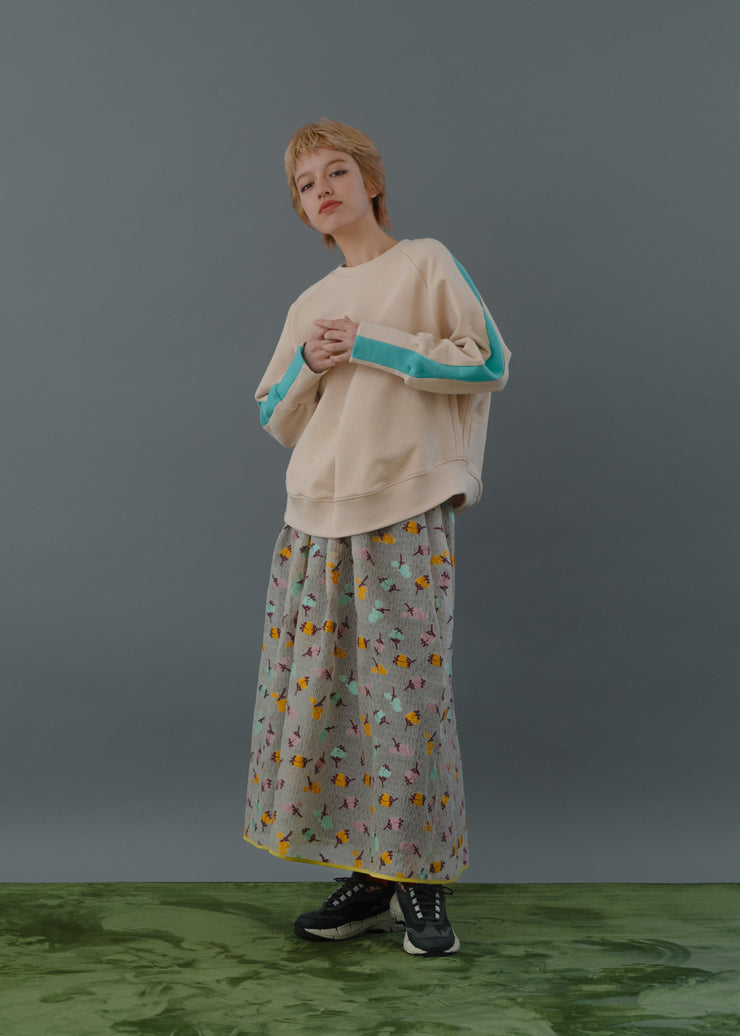 【新作】Flower jacquard flare skirt/K256-65098