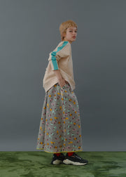 【新作】Flower jacquard flare skirt/K256-65098