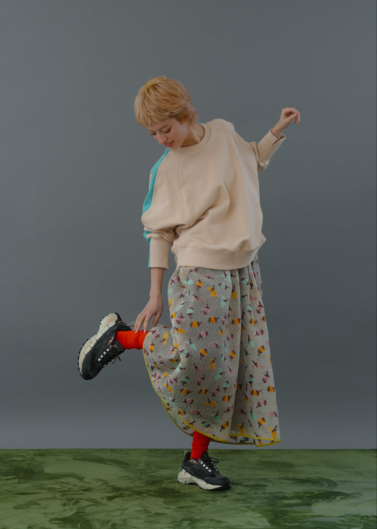 【新作】Flower jacquard flare skirt/K256-65098