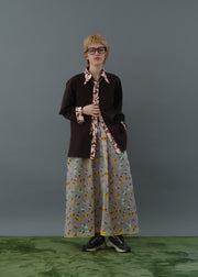 【新作】Flower jacquard flare skirt/K256-65098