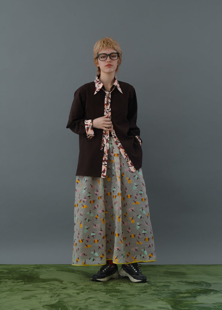 【新作】Flower jacquard flare skirt/K256-65098