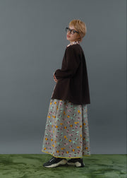 【新作】Flower jacquard flare skirt/K256-65098