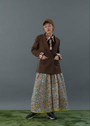 【新作】Flower jacquard flare skirt/K256-65098