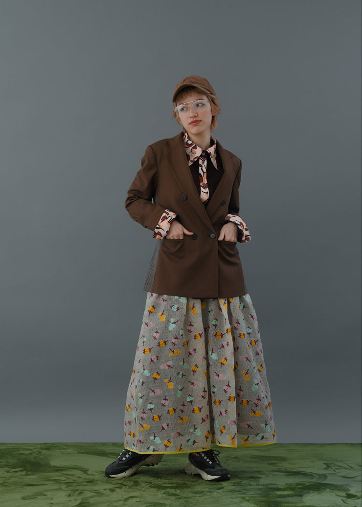 【新作】Flower jacquard flare skirt/K256-65098