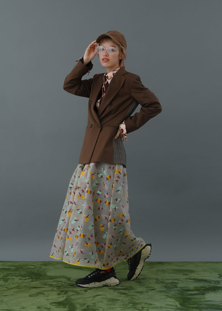 【新作】Flower jacquard flare skirt/K256-65098