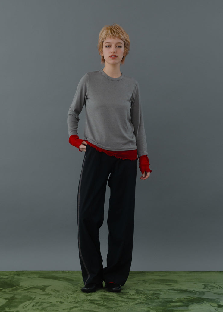 tulle color doking crew neck/K256-62267