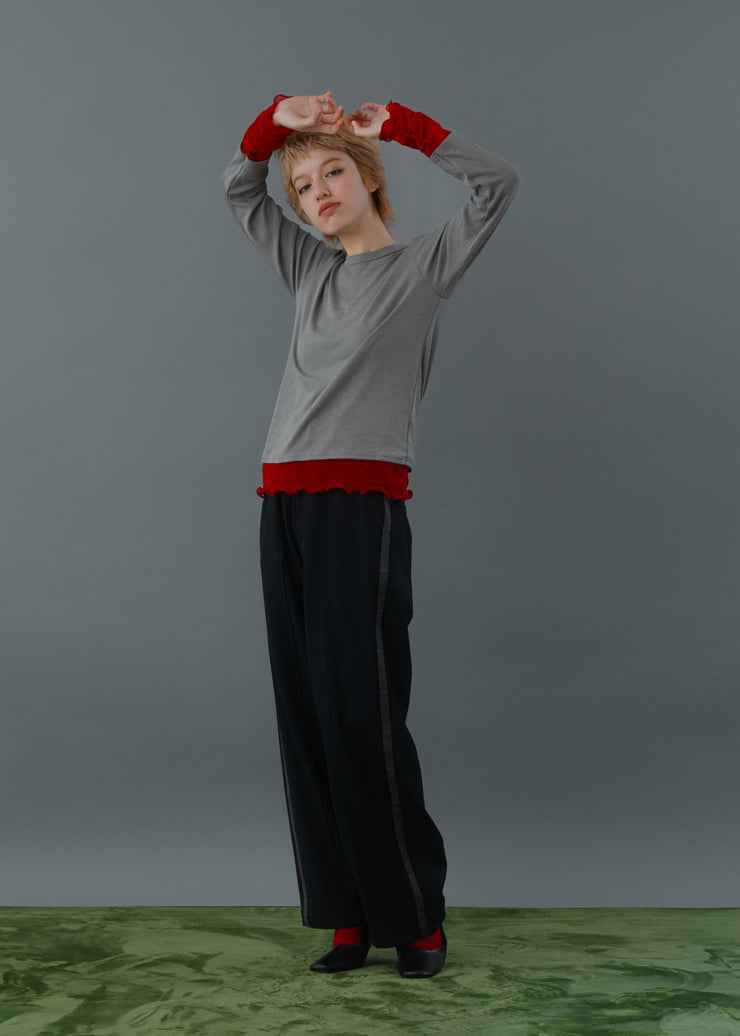 tulle color doking crew neck/K256-62267