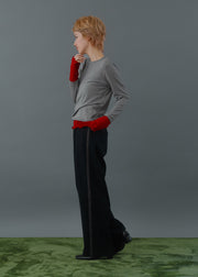 tulle color doking crew neck/K256-62267