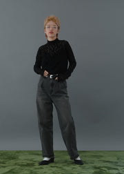 lace high neck tops/K256-62263