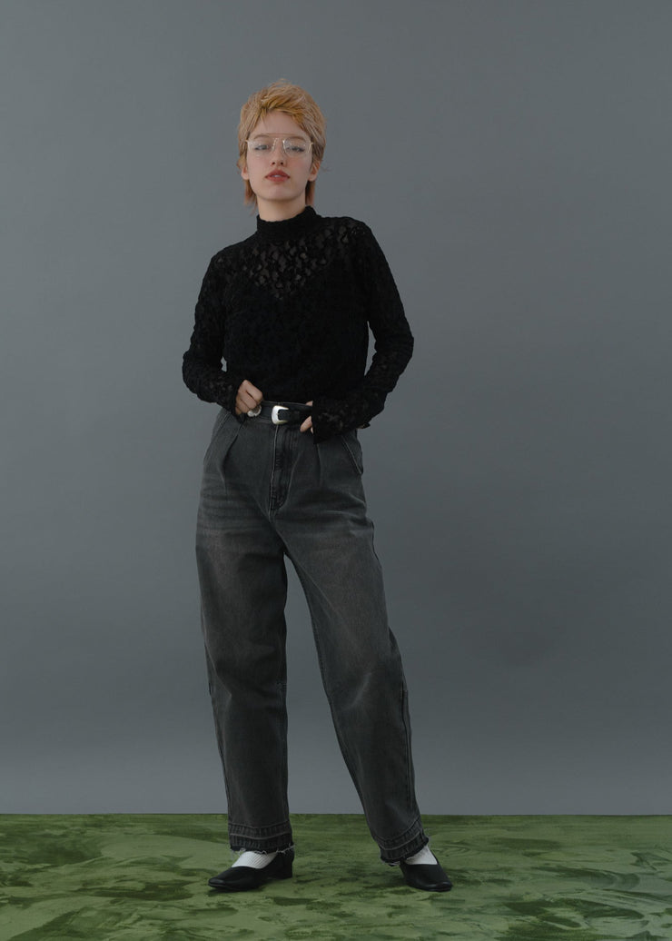 lace high neck tops/K256-62263