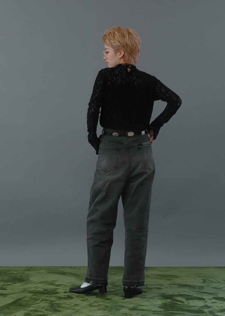 lace high neck tops/K256-62263