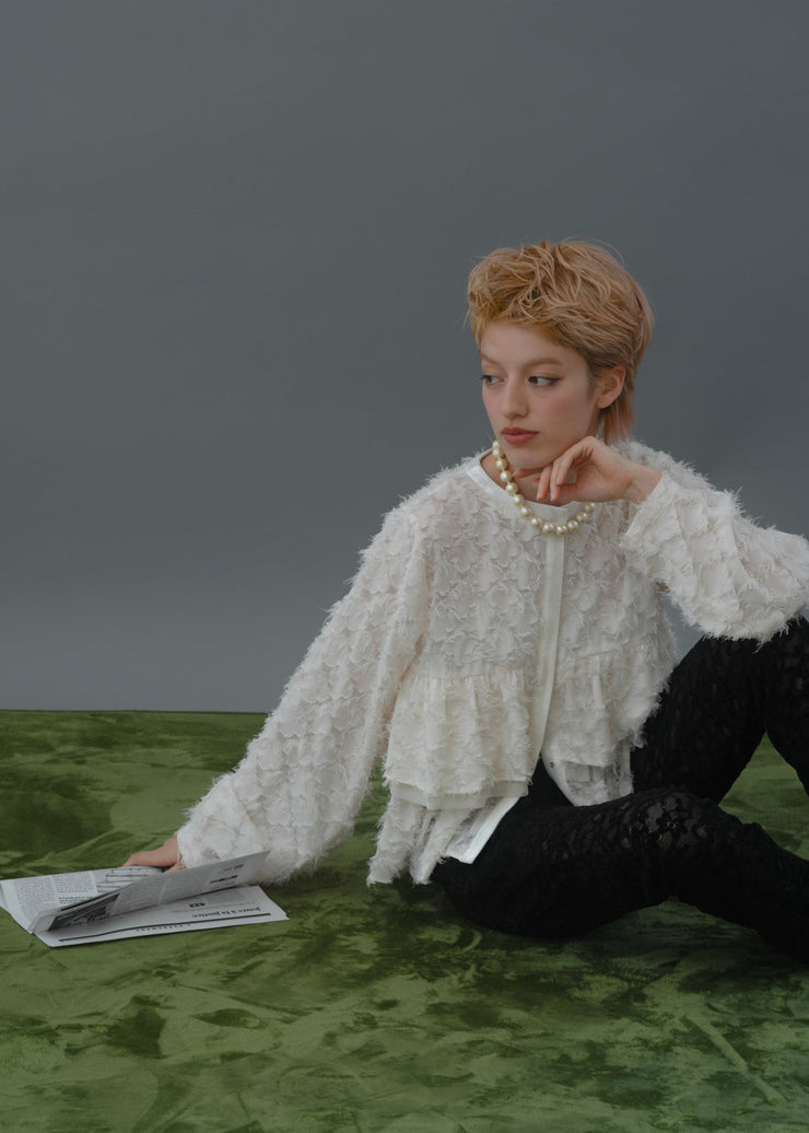 【第1位】cut jacquard tiered blouse/K256-66130