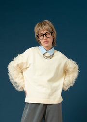 【新作】sleeve cut jacquard pullover/K256-62276