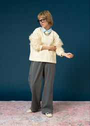 【新作】sleeve cut jacquard pullover/K256-62276