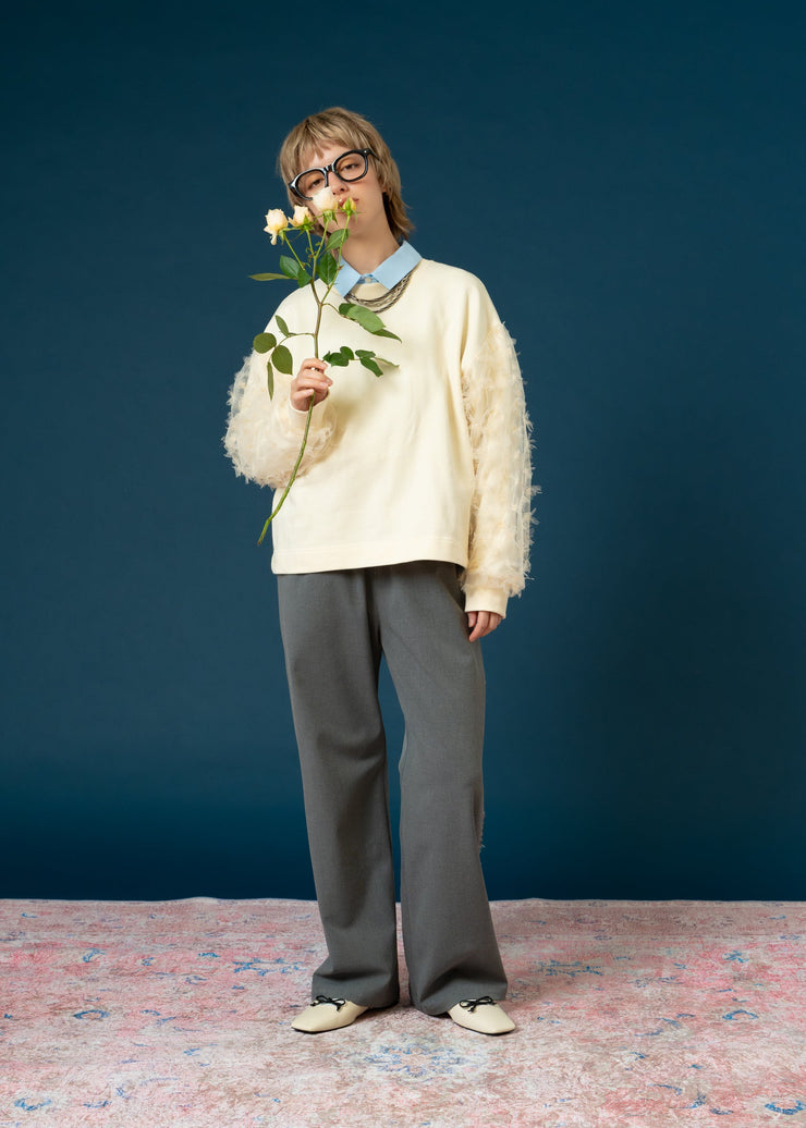 【新作】sleeve cut jacquard pullover/K256-62276