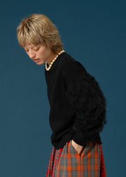 【新作】sleeve cut jacquard pullover/K256-62276