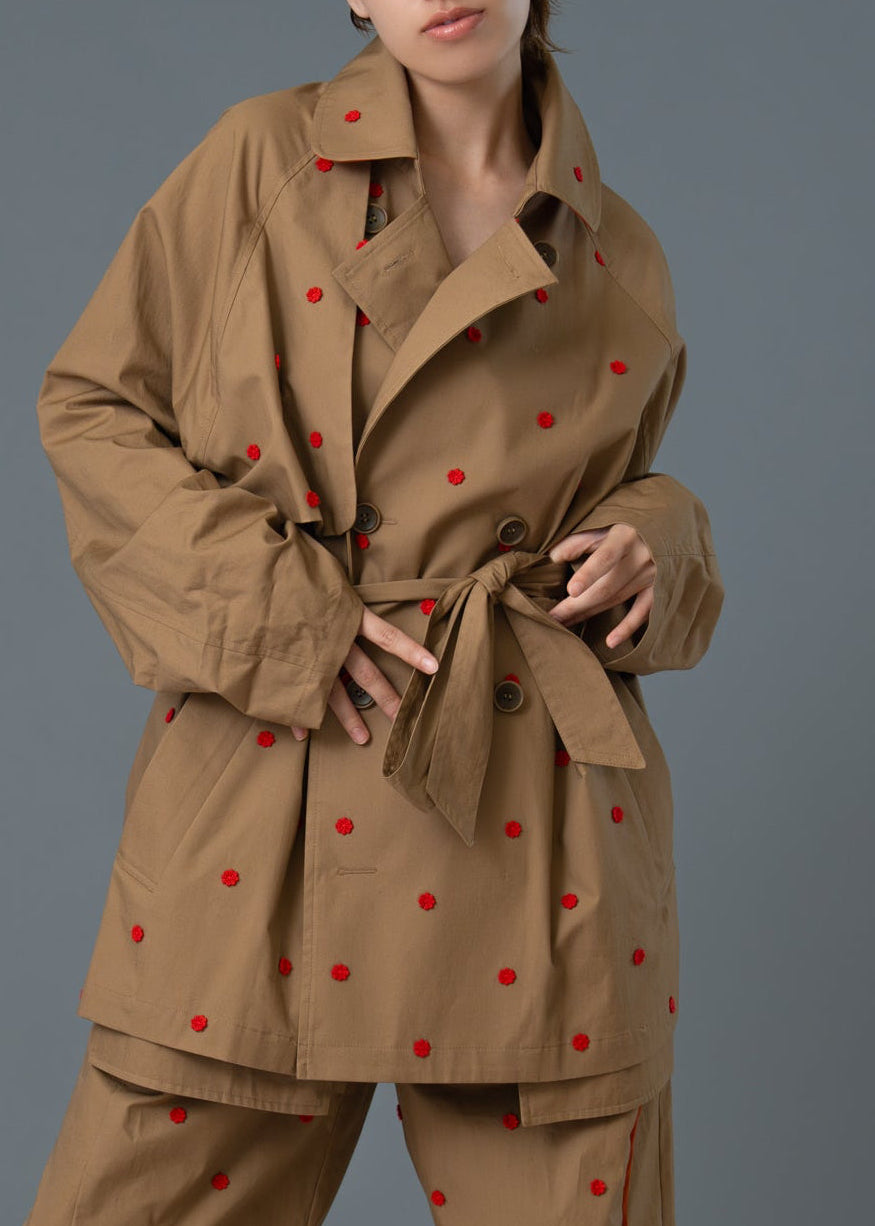 small flower spinklet rench half coatスモールフラワートレンチ