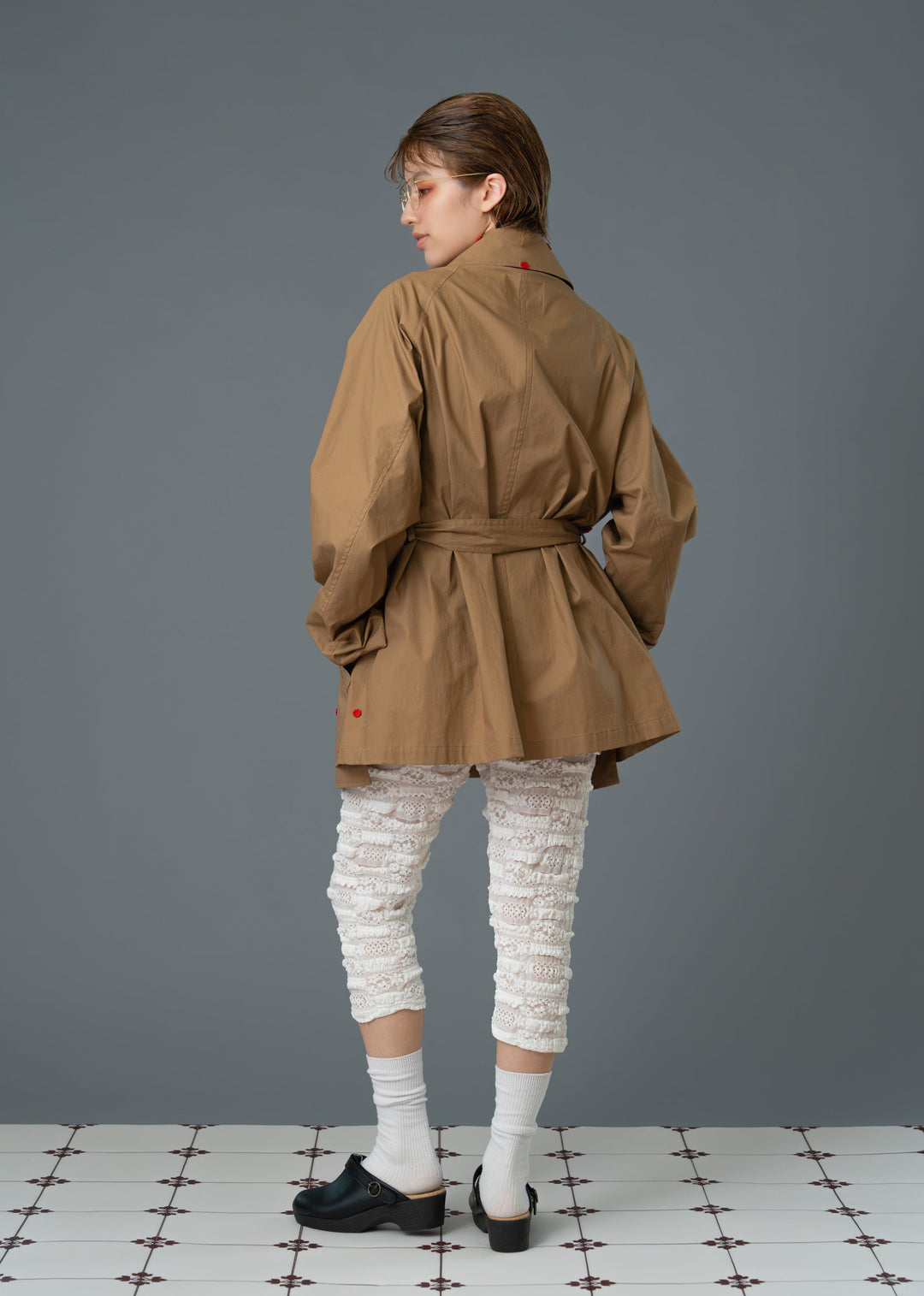 small flower spinklet rench half coatスモールフラワートレンチ