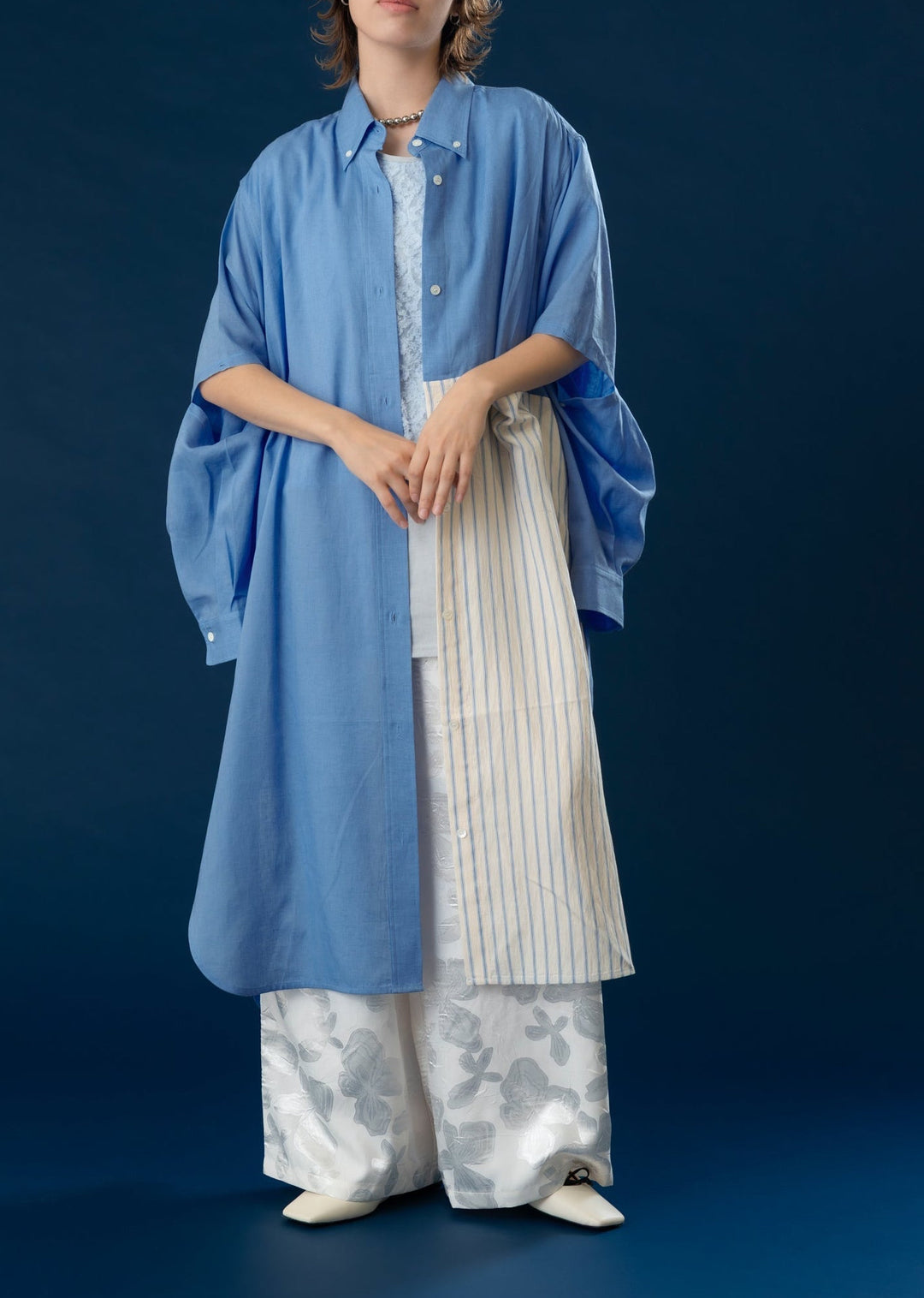 新作】switching long shirtスイッチングロングシャツ/K261-67153
