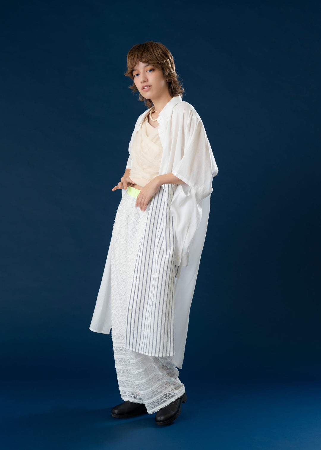新作】switching long shirtスイッチングロングシャツ/K261-67153