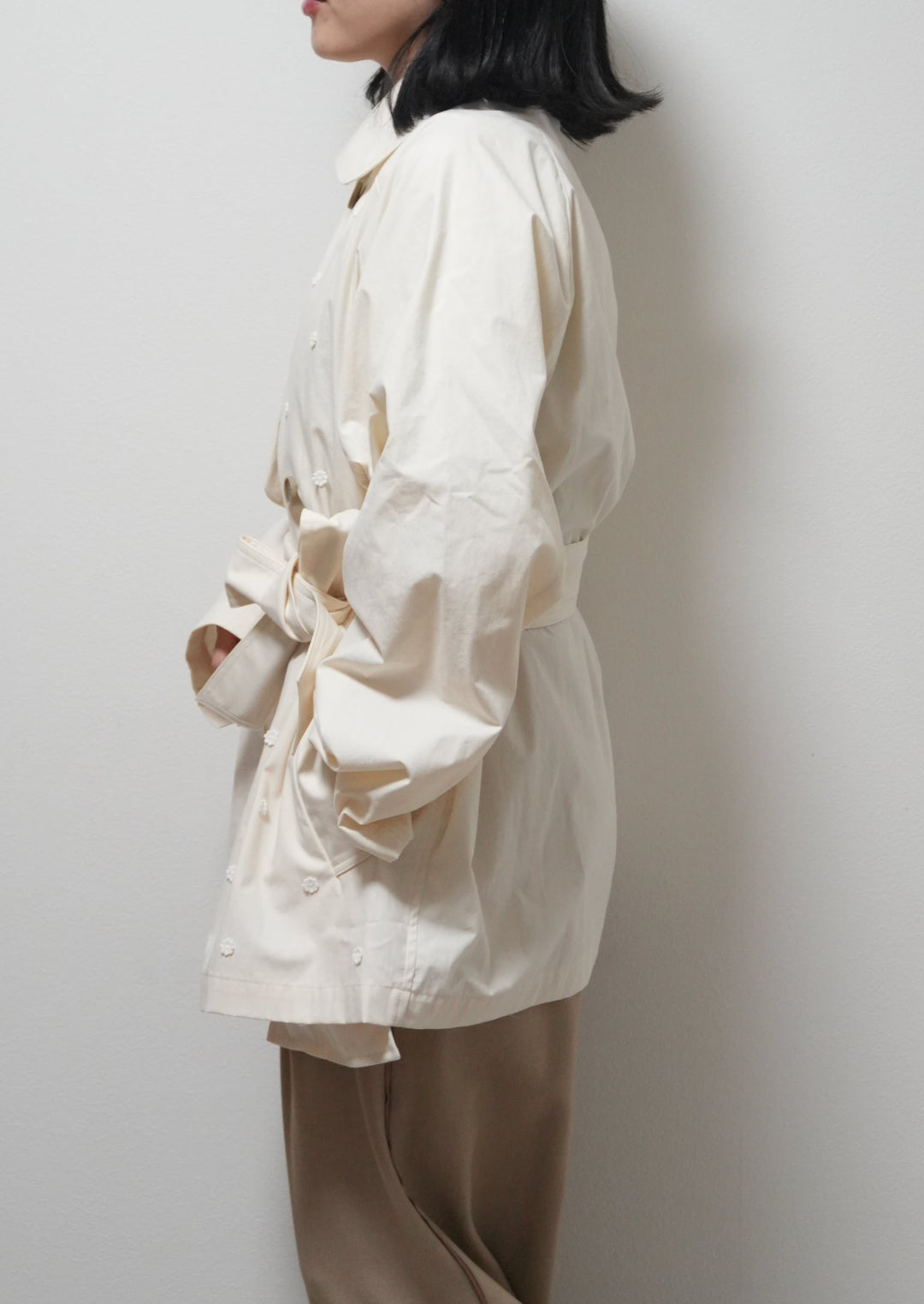 small flower spinklet rench half coatスモールフラワートレンチ