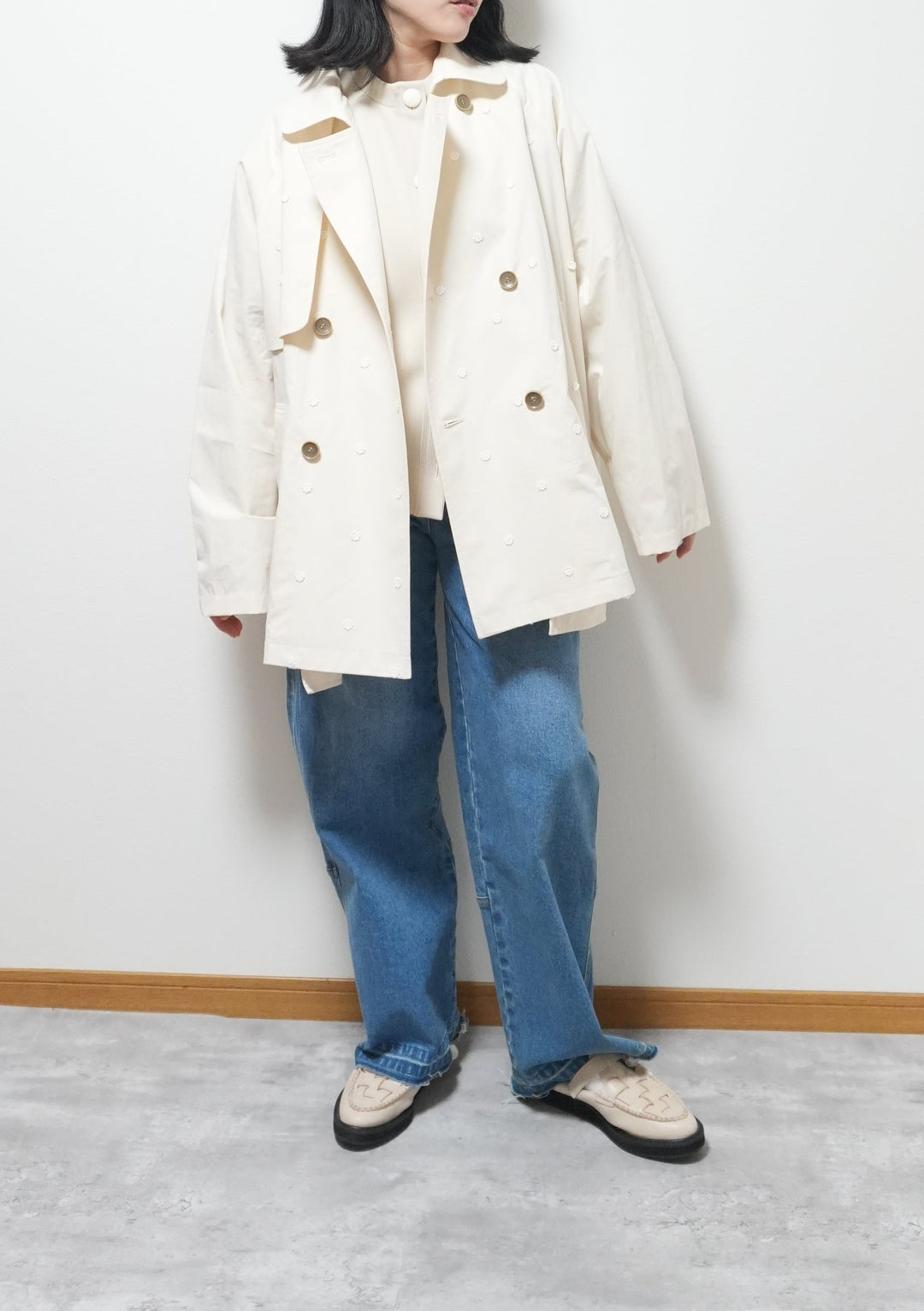 small flower spinklet rench half coatスモールフラワートレンチ