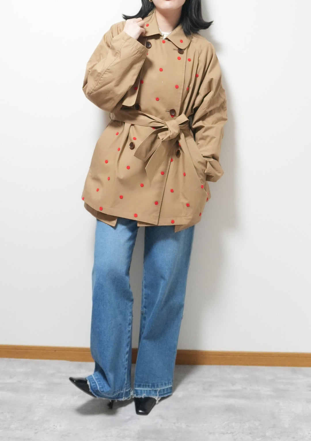 small flower spinklet rench half coatスモールフラワートレンチ