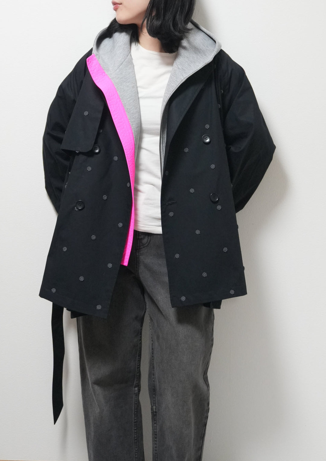 small flower spinklet rench half coatスモールフラワートレンチ