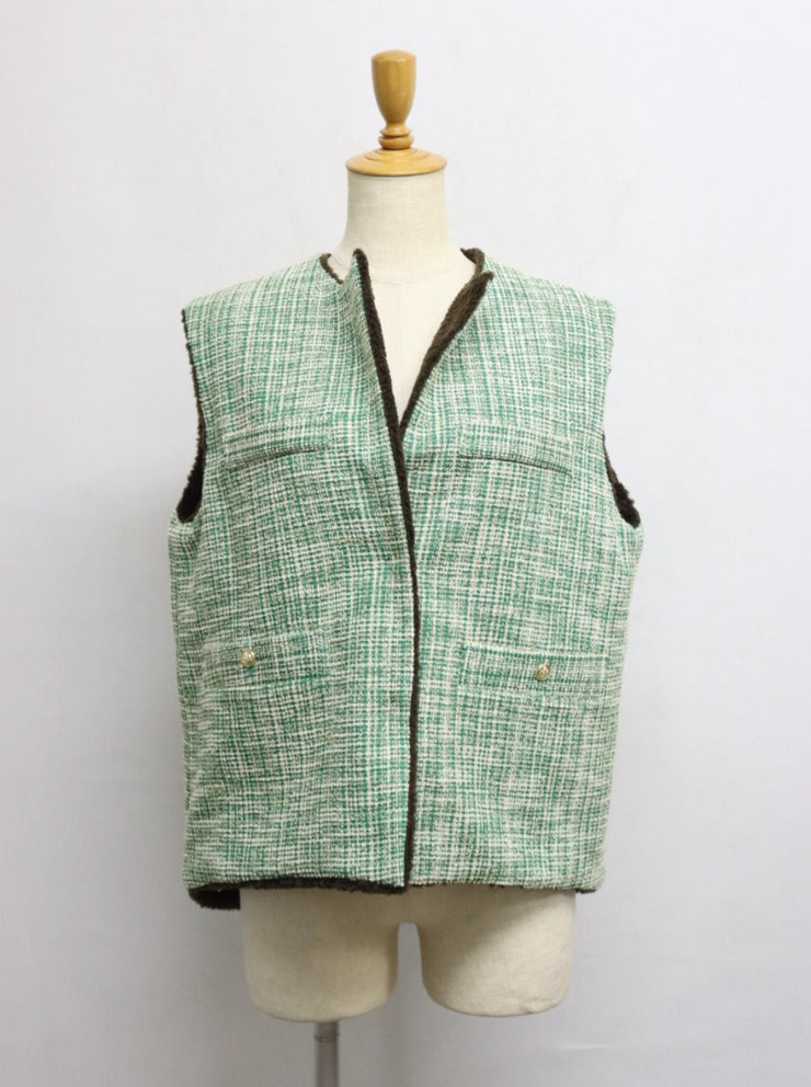 Tweed reversible vest/K236-68086