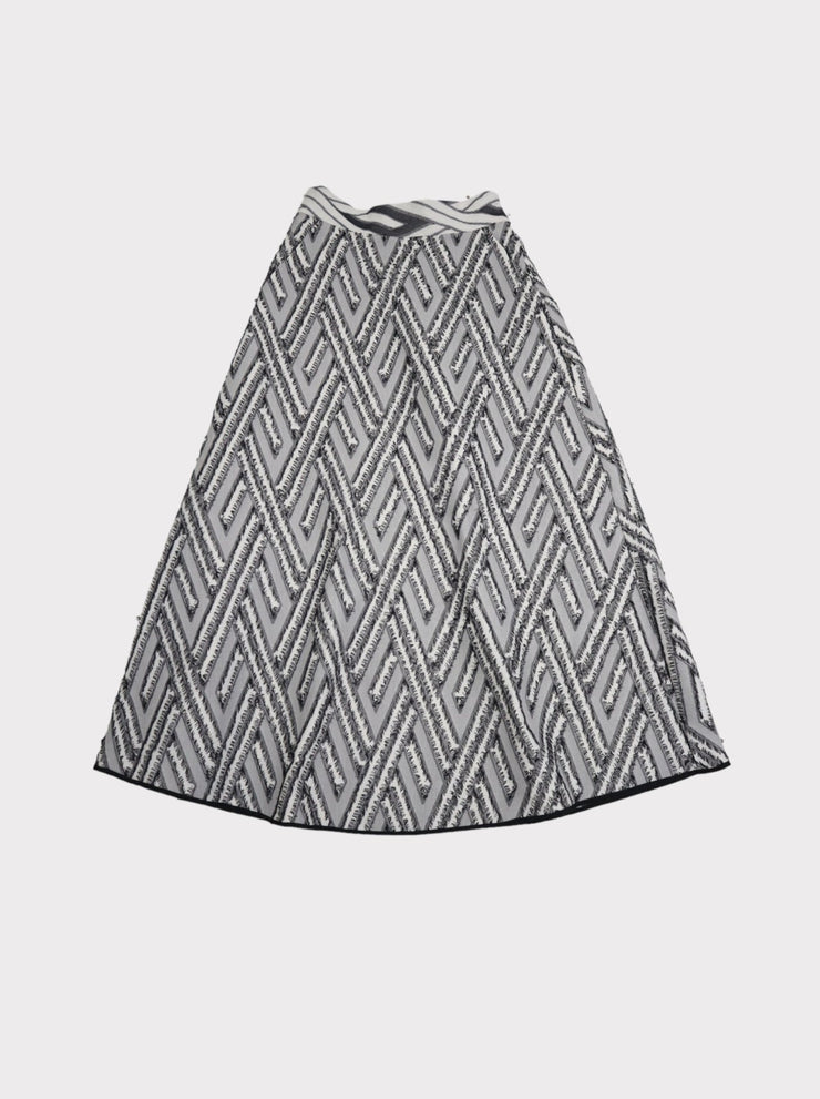 Cut jacquard flare skirt/K236-65068